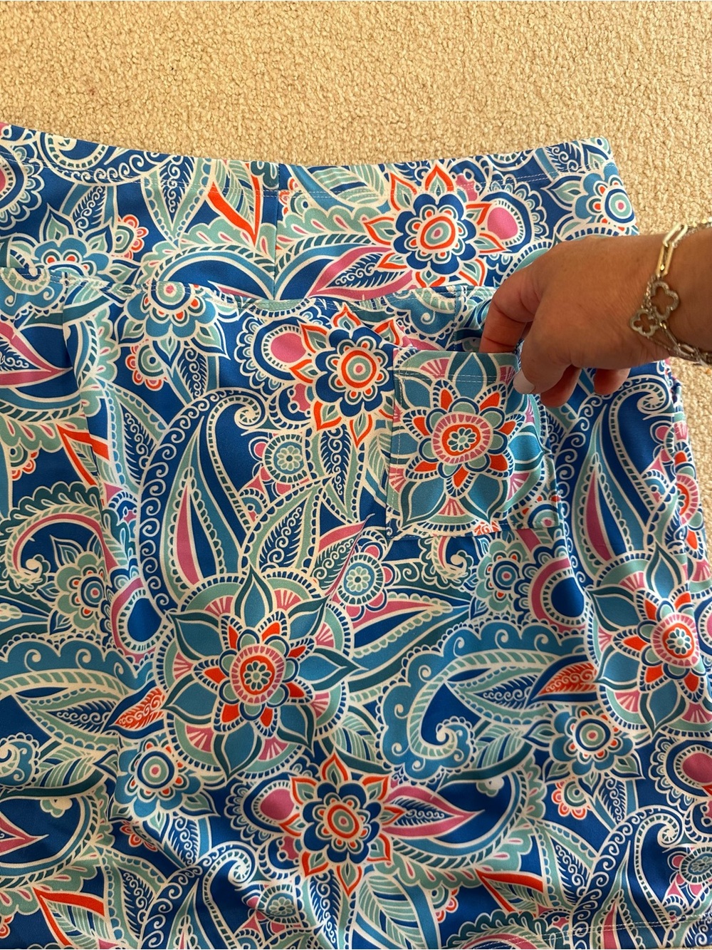 Skinz Blue and White Paisley golf Skort - Picture 3 of 6
